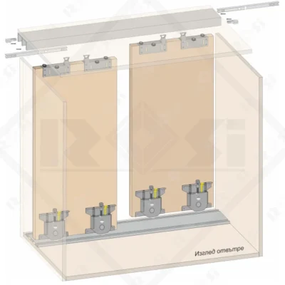 SFT007 Sliding Door System Mechanism for 2 Doors with Soft Close