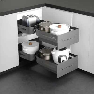Noir Soft-Close Blind Corner Pull-Out Mechanism for 900mm Cabinet