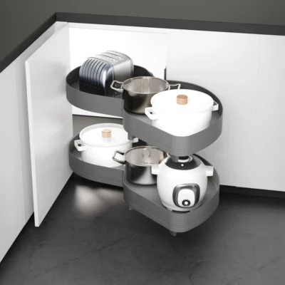Noir Soft-Close Blind Corner Pull-Out Mechanism for 900mm Cabinet