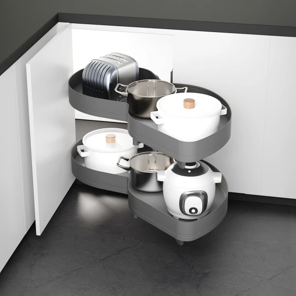 Noir Soft-Close Blind Corner Pull-Out Mechanism for 900mm Cabinet