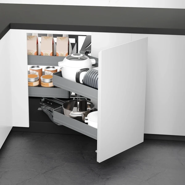 Noir Soft-Close Blind Corner Pull-Out Mechanism for 900mm Cabinet