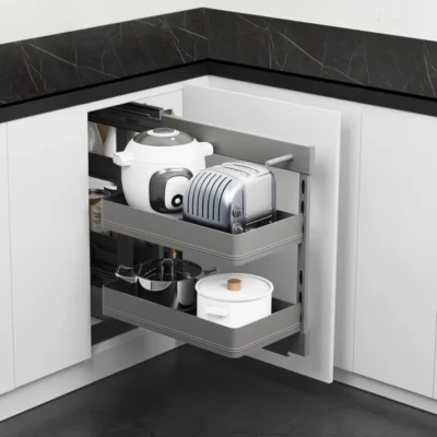 Noir Soft-Close Blind Corner Pull-Out Mechanism for 900mm Cabinet