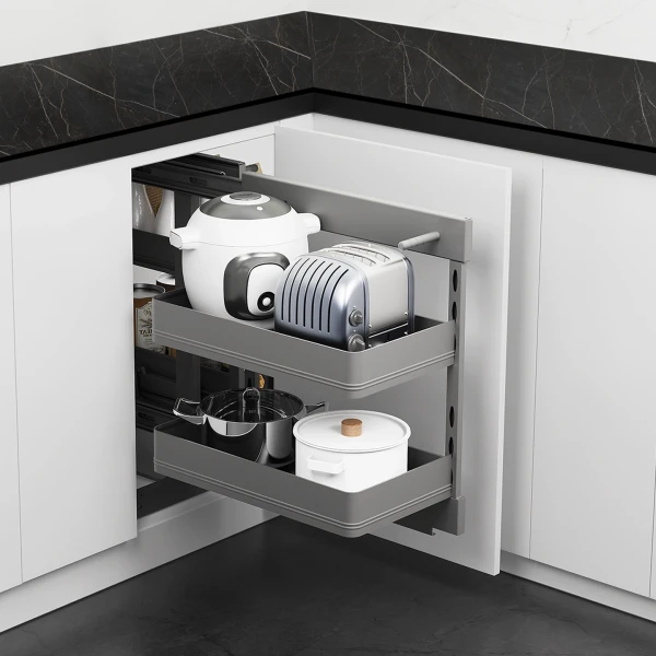 Noir Soft-Close Blind Corner Pull-Out Mechanism for 900mm Cabinet