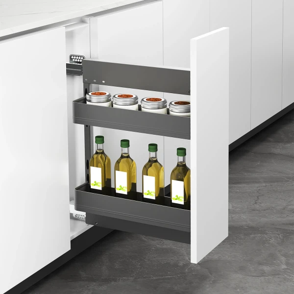 Noir Side-Mount Pull-Out Basket with Soft-Close for 200mm Cabinet