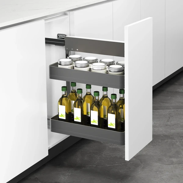 Noir Side-Mounted Pull-Out Basket with Soft-Close for 300mm Cabinet