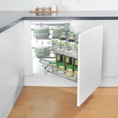 Arctic Soft-Close Blind Corner Pull-Out Mechanism - White - 900mm