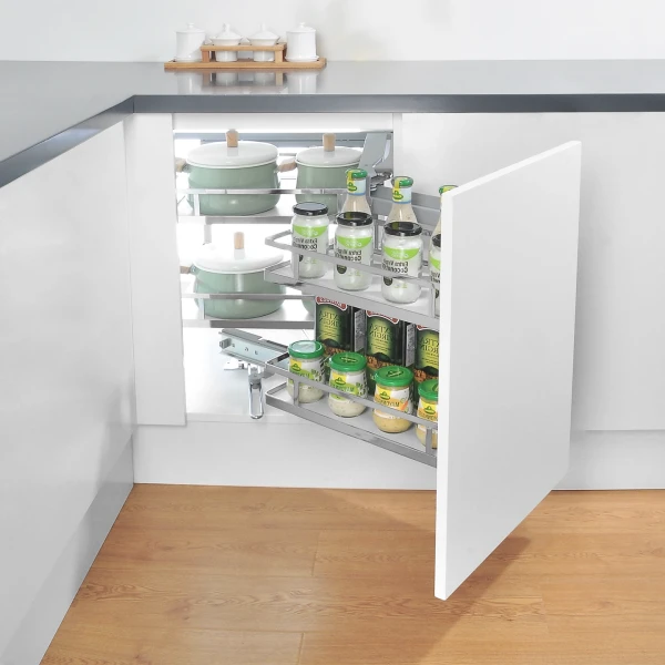 Arctic Soft-Close Blind Corner Pull-Out Mechanism - White - 900mm