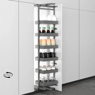 Noir Rotating Pantry Unit with Soft-Close - H1900-2200mm - 6 Shelves