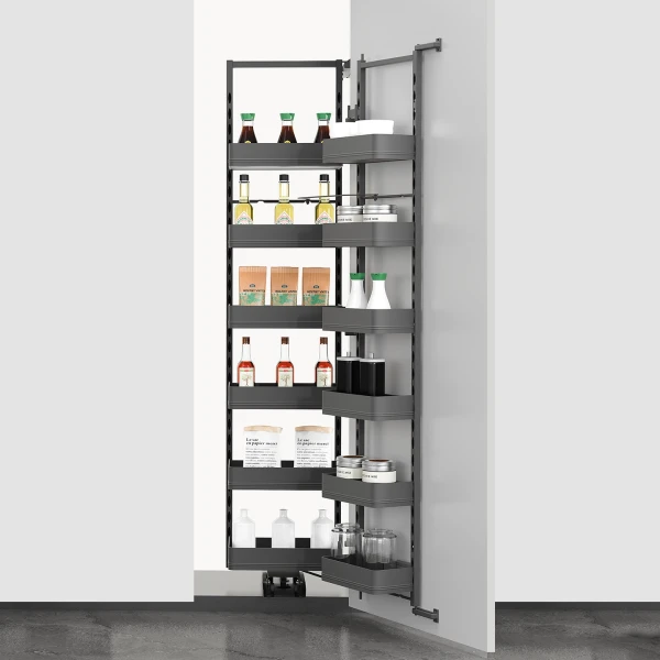 Noir Pull-Out Pantry Unit H1700mm - 6 Tiers - For 450mm Cabinet
