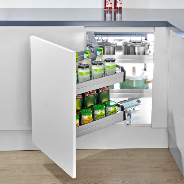 Zenith Soft-Close Stainless Steel Blind Corner Pull-Out for 900mm Cabinet