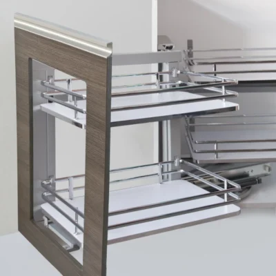 Soft-Close Blind Corner Pull-Out Mechanism - Solid Base - White