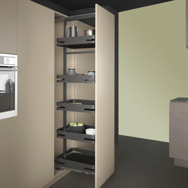 Pull-out Pantry Unit Soft-Close 1880-2180mm - 5 Levels - 400mm Cabinet