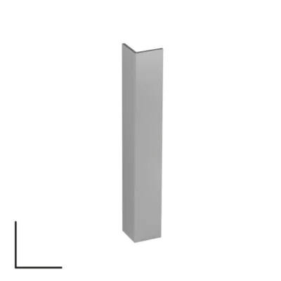 Aluminum Corner Profile 15x15mm - 6m, Matte Chrome