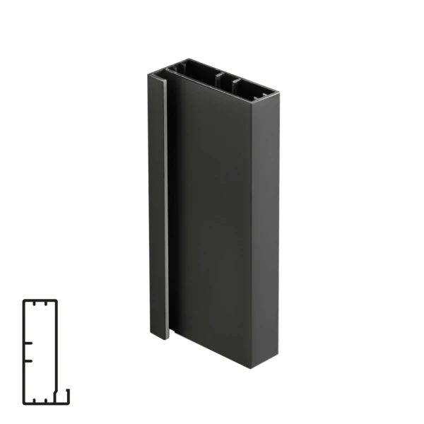 Aluminum Profile for Glass Door - 6 Meters, Matte Black