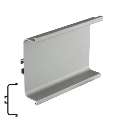 Aluminum Intermediate Countertop Profile, Matte Chrome - 4 Meters