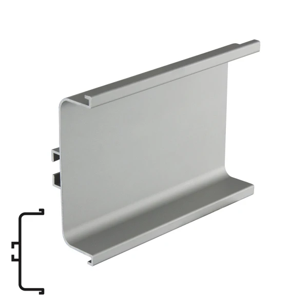 Aluminum Intermediate Countertop Profile, Matte Chrome - 4 Meters