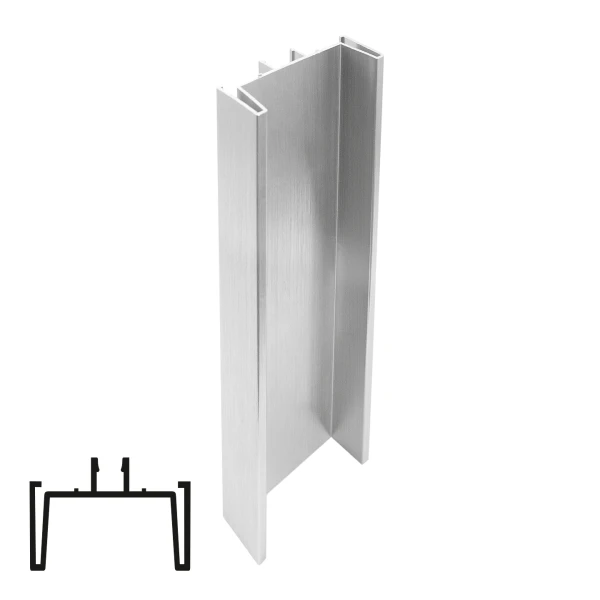 ASTRA Vertical Intermediate Countertop Profile - Brushed Aluminum 2.6m