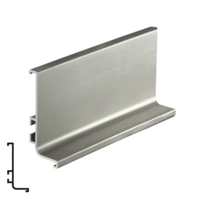 Aluminum End Profile for Countertop, Brushed Stainless Steel - 4.1m