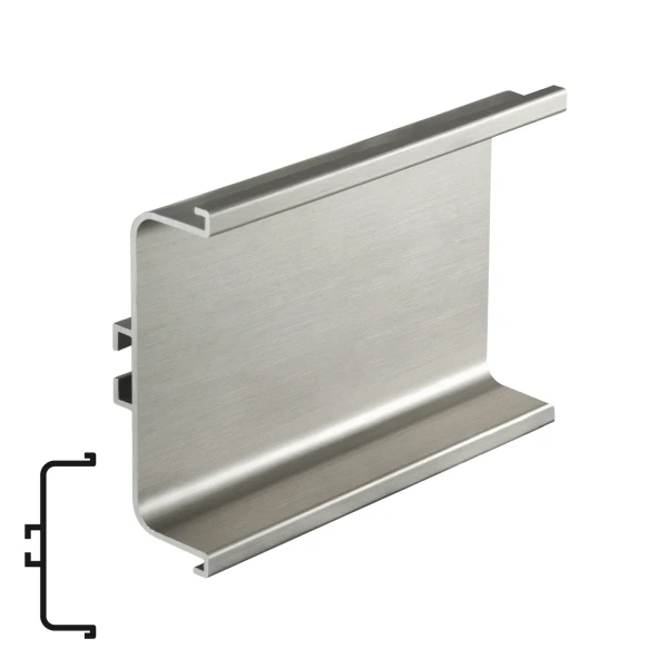 Aluminum Intermediate Countertop Profile, Brushed Stainless Steel - 4.1m