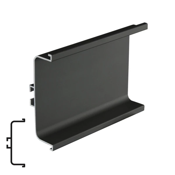 Aluminum Intermediate Profile for Countertop, Matte Black - 4m