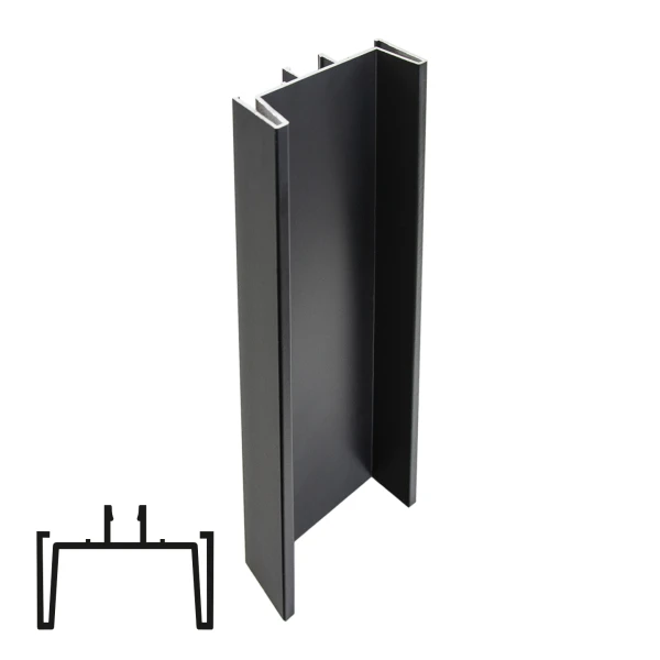 ASTRA Vertical Intermediate Aluminum Profile - Matte Black, 2.7m