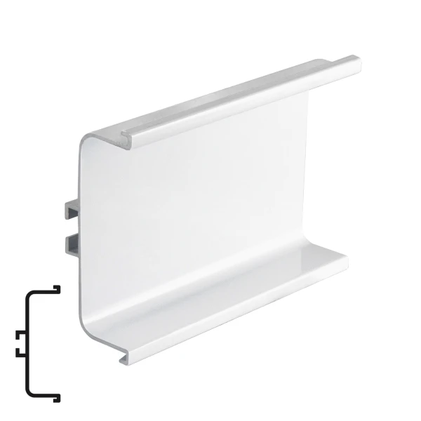 Aluminum Intermediate Countertop Profile, Gloss White - 4 Meters