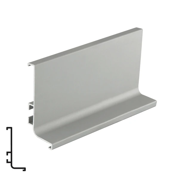 Aluminum End Profile for Countertop - Matte Chrome - 4m