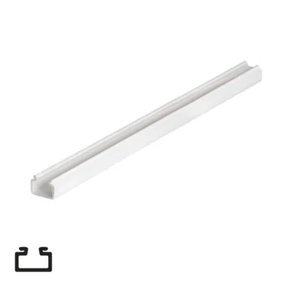 PVC Profile for Glass Shelf with LED Strip Slot - 2m, White