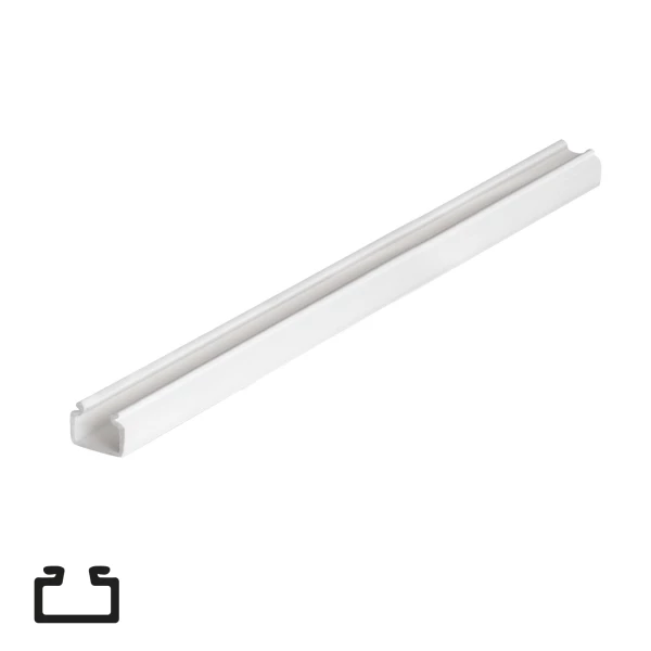PVC Profile for Glass Shelf with LED Strip Slot - 2m, White