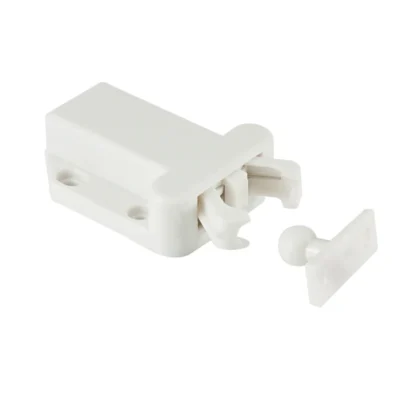 White PVC Push-to-Open Door Mechanism