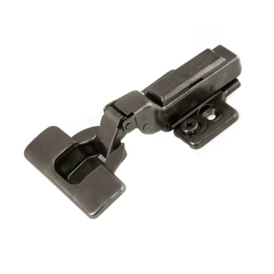 Hinge black MAXI 110° 3D p.z.k., with smooth closing and clip, set with caps