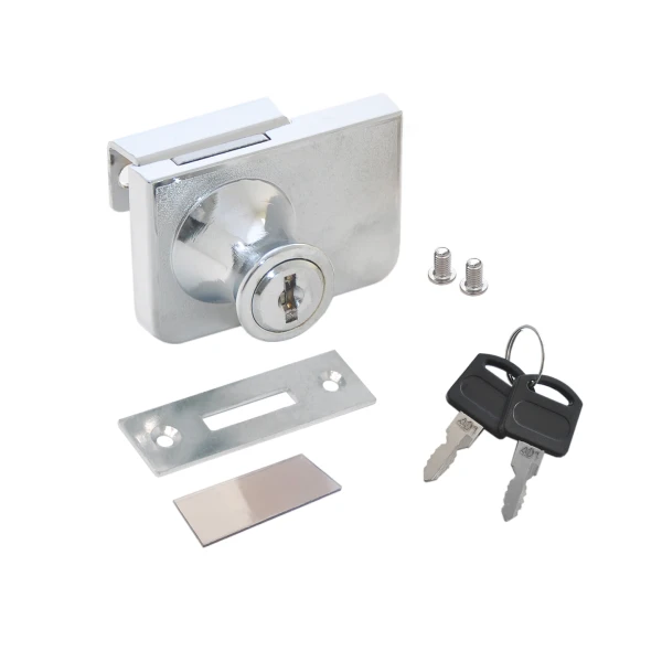 Double Glass Furniture Lock - Stainless Steel