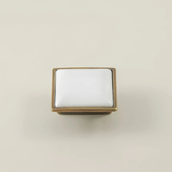 Clara Furniture Handle - Antique Gold and Porcelain