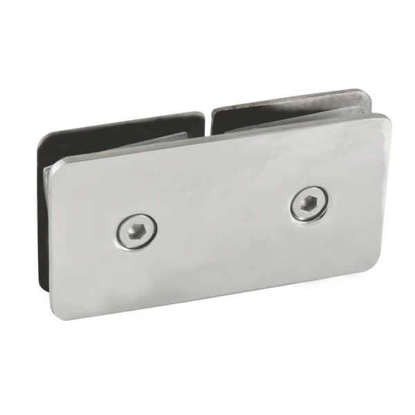 180° Glass Clamp, Chrome Stainless Steel, Glass-to-Glass