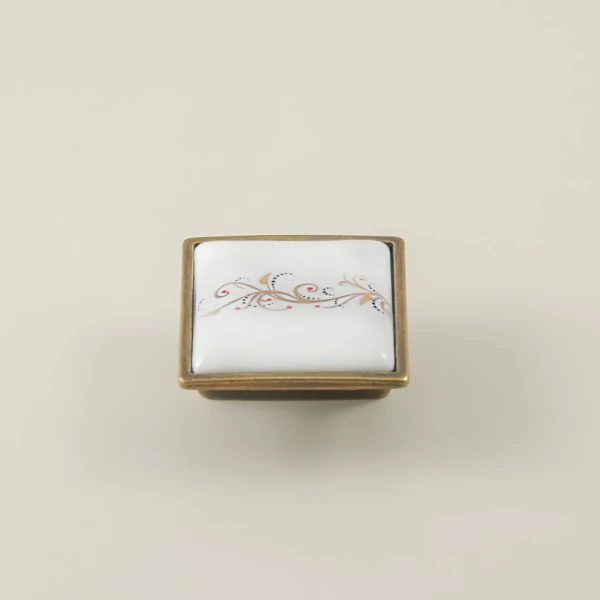 Clara Furniture Handle - Antique Gold and Porcelain
