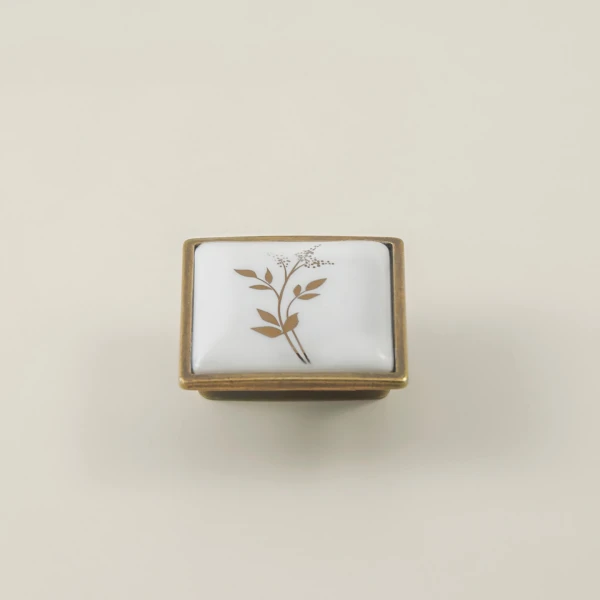 Klara Furniture Handle - Antique Gold and Porcelain