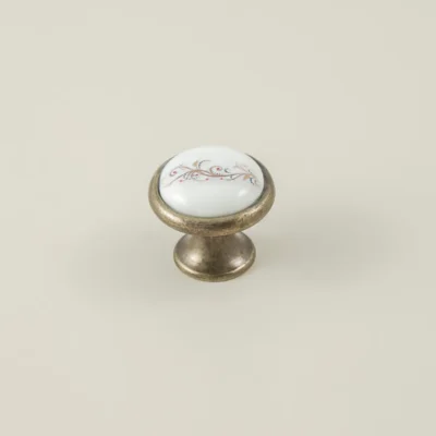 Mona Furniture Handle - Antique Gold and Porcelain