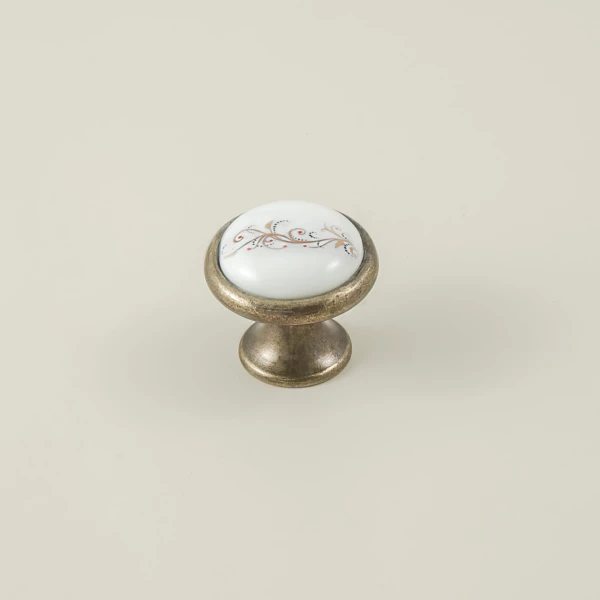 Mona Furniture Handle - Antique Gold and Porcelain