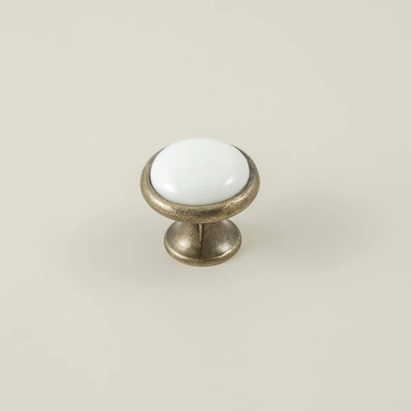 Mona Furniture Handle - Antique Gold and Porcelain