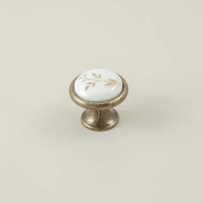 Mona Furniture Handle - Antique Gold and Porcelain