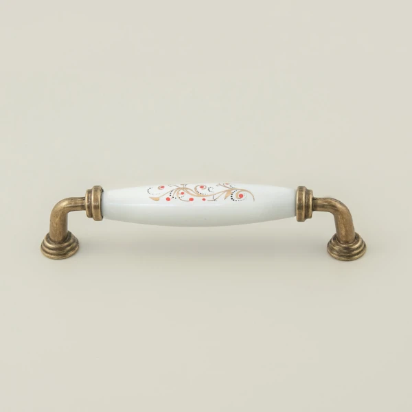 Molly Furniture Handle - Antique Gold and Porcelain