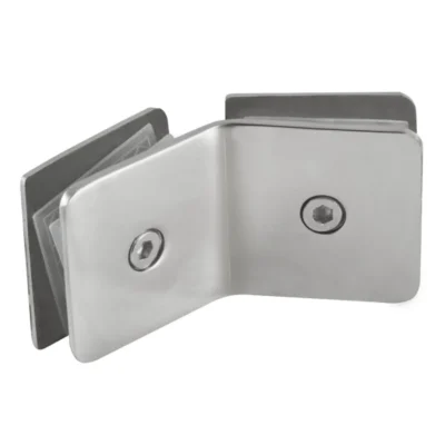 135° Glass Clamp, Chrome Stainless Steel, Glass-to-Glass