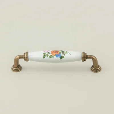 Molly Furniture Handle - Antique Gold and Porcelain