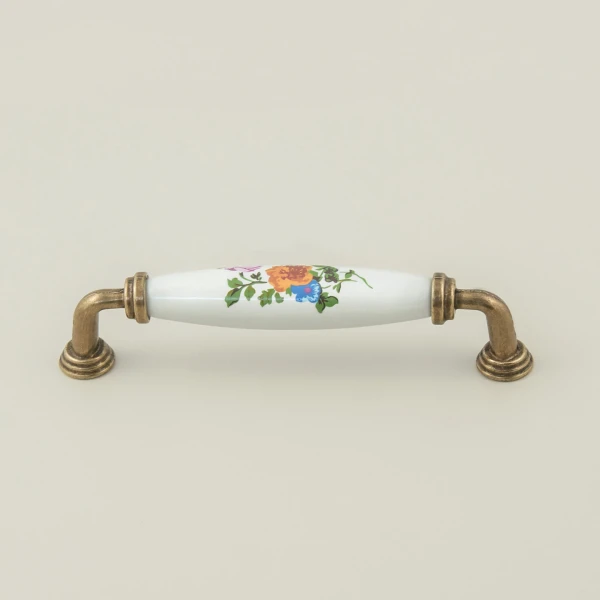 Molly Furniture Handle - Antique Gold and Porcelain