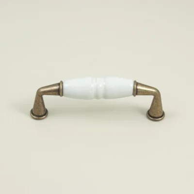 Lily Furniture Handle - Antique Gold and Porcelain