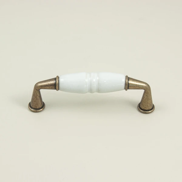 Lily Furniture Handle - Antique Gold and Porcelain