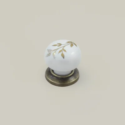 Edi Furniture Handle - Antique Gold and Porcelain