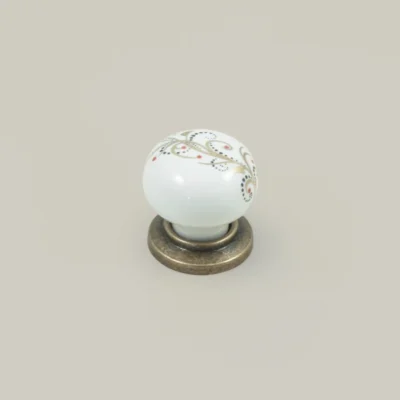 Edi Furniture Handle - Antique Gold and Porcelain