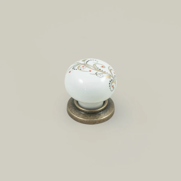 Edi Furniture Handle - Antique Gold and Porcelain