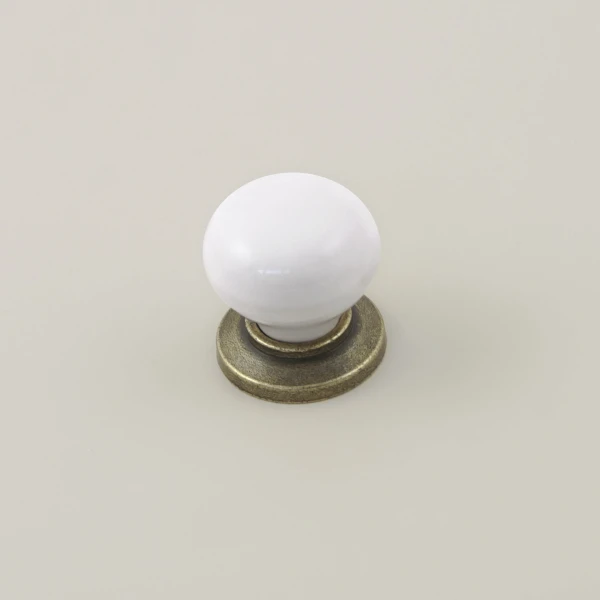 Edi Furniture Handle - Antique Gold and Porcelain
